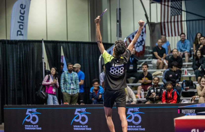 Team USA table tennis player Sid Naresh celebrating