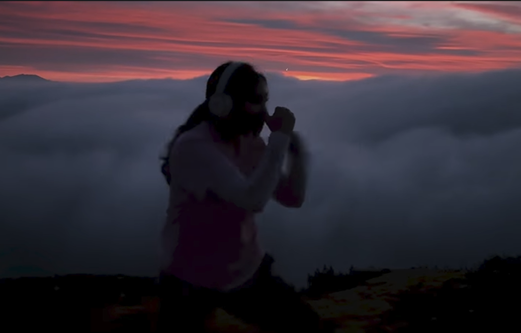 Posana athlete and boxer Meryland Gonzalez training on a scenic mountain